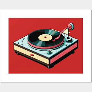 Turntable - Vintage Audio LP Vinyl Record Player design 4 Posters and Art